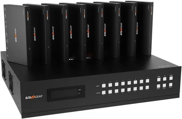 Alt view image 2 of 7 - BZBGEAR 8x8 4K UHD HDMI/Audio Matrix Switcher Over HDBaseT with 2-Way IR/ARC/Ethernet/IP and RS-232 Control