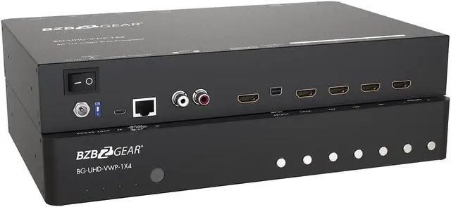 Alt view image 2 of 7 - BZBGEAR 4K UHD HDMI/DisplayPort Video Wall Processor with Scaler/Audio for up to 4 TVs