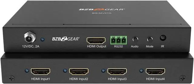 Main image of BZBGEAR 4x1 1080P FHD HDMI Switcher/Scaler/MultiViewer with IR/RS-232