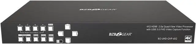 Alt view image 3 of 7 - BZBGEAR 4x2 4K UHD Seamless Switcher/Scaler/MultiViewer with Audio De-embedder and Built-in USB Capture Card