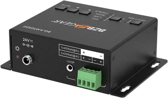 Alt view image 5 of 7 - BZBGEAR 2-Channel 40W 4/8 Ohms Stereo/Mono Audio Amplifier