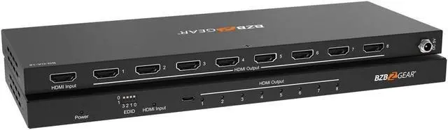 Alt view image 2 of 7 - BZBGEAR 1x8 4K UHD Ultra Slim HDMI Splitter