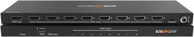 Main image of BZBGEAR 1x8 4K UHD Ultra Slim HDMI Splitter with EDID Management