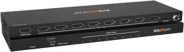 Alt view image 2 of 7 - BZBGEAR 1x8 4K UHD Ultra Slim HDMI Splitter with EDID Management