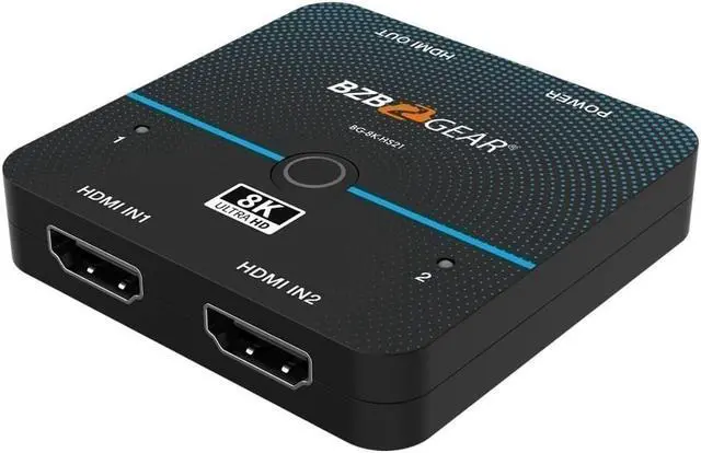 Alt view image 5 of 7 - BZBGEAR 2x1 8K UHD Ultra Slim HDMI 2.1 Switcher (8K60/4K120Hz 4:4:4 and VRR/FVA/ALLM Support)