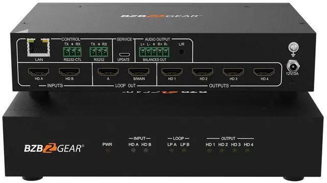 Main image of BZBGEAR 4K UHD HDMI Video Wall Processor/Switcher with IP/Audio/RS-232 for up to 4 Tvs