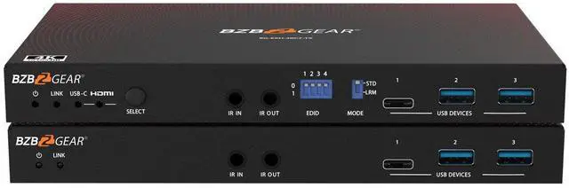 Main image of BZBGEAR 4K UHD HDMI/USB-C KVM HDBaseT 3.0 Extender/Switcher with USB 3.0/Ethernet/IR/RS-232/POE