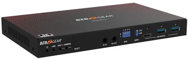 Alt view image 7 of 7 - BZBGEAR 4K UHD HDMI/USB-C KVM HDBaseT 3.0 Extender/Switcher with USB 3.0/Ethernet/IR/RS-232/POE