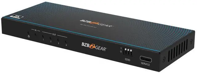 Alt view image 7 of 7 - BZBGEAR 1x4 8K UHD HDMI 2.1 48Gbps Splitter with Auto Downscaling/Audio De-Embedding (8K60/4K120 and VRR/ALLM/QMS/QFT/SBTM Support)
