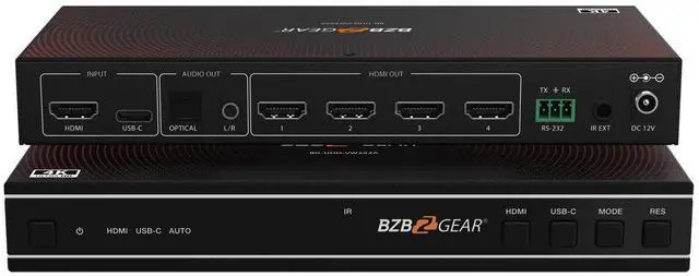 Main image of BZBGEAR 2x2 4K UHD HDMI/USB-C Switcher and Video Wall Controller with Audio De-embedding