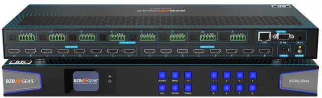 Alt view image 7 of 13 - BZB GEAR BG-8K-88MA 8x8 8K 48Gbps HDMI 2.1 Matrix Switcher with Scaler