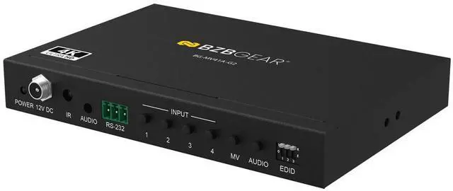 Alt view image 6 of 7 - BZBGEAR 4x1 4K UHD HDMI Seamless Switcher/Scaler/MultiViewer with PIP/Audio De-Embedding and 8 Display Modes