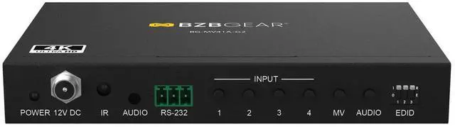 Alt view image 3 of 7 - BZBGEAR 4x1 4K UHD HDMI Seamless Switcher/Scaler/MultiViewer with PIP/Audio De-Embedding and 8 Display Modes