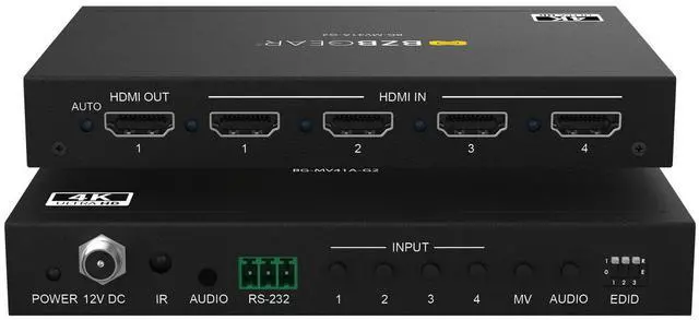 Main image of BZBGEAR 4x1 4K UHD HDMI Seamless Switcher/Scaler/MultiViewer with PIP/Audio De-Embedding and 8 Display Modes