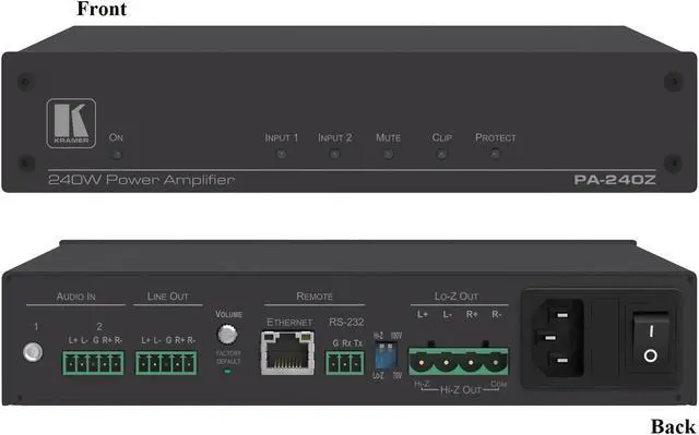 Main image of Kramer PA-240Z Power Amplifier (1x240W 70V/100V and 2x120W 8 Ohm)