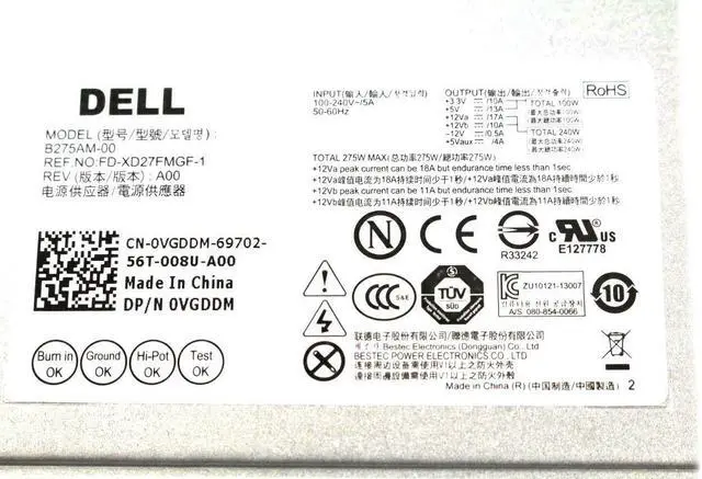 Alt view image 5 of 5 - New Dell Optiplex 3010 7010 9010 Power Supply Model B275AM-00 275W VGDDM 0VGDDM CN-0VGDDM FC1NX 0FC1NX CN-0FC1NX