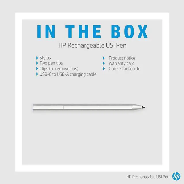 Alt view image 4 of 6 - New HP Rechargeable Universal Active Stylus Pen 1.6mm Fine Tip USI Certified for Touchscreen Tablets & Chromebooks 8NN78AA#ABL