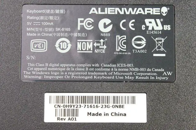 Alt view image 2 of 3 - NEW Dell Alienware Multimedia Black USB Keyboard 40CM0 040CM0 CN-040CM0 SK-8165