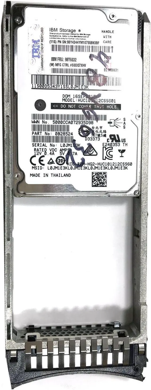 Alt view image 5 of 7 - Genuine IBM 1.2TB 10K 2.5 SAS HDD Hitachi HGST HUC101212CSS601 With caddy DS8870 98Y6032 98Y4344