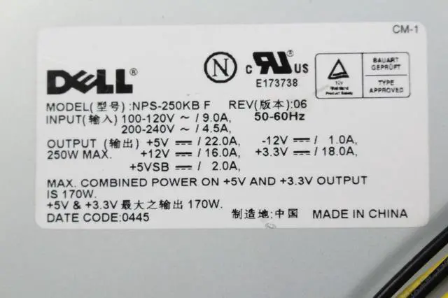 Alt view image 5 of 7 - Genuine Dell K2583 250W Power Supply for Dimension 4550, 8200, OptiPlex GX260