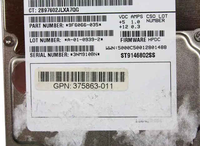Alt view image 4 of 6 - HP Proliant 146GB 10K 2.5" SAS Server Hard Drive DG146BB976 430165-003