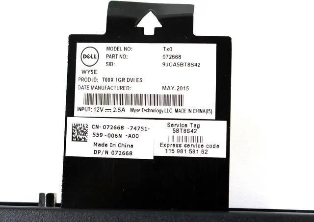 Alt view image 6 of 7 - Genuine DELL Wyse 3010 Tx0 T00X 0GB FLASH / 1GB RAM Citrix Thin Client- 72668- Complete Kit