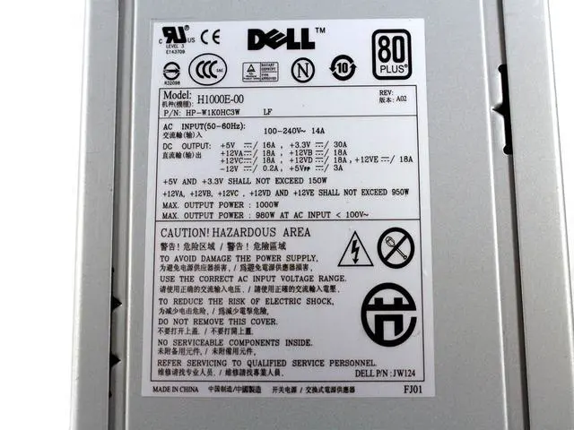 Alt view image 5 of 6 - Dell Precision T7400 T7500 1000W Power Supply Unit PSU H1000E-00 C309D JW124