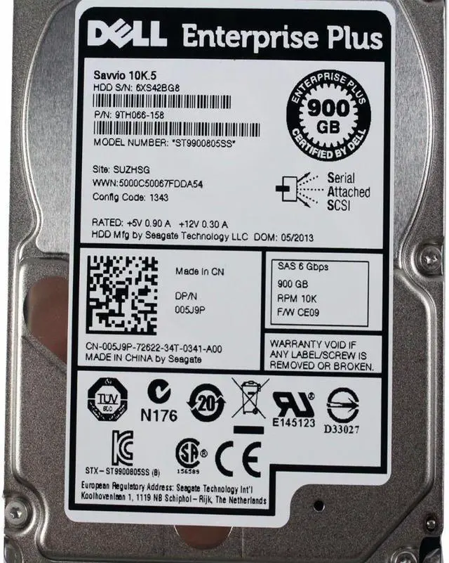 Alt view image 6 of 6 - Dell 900GB 10000RPM 2.5" SAS 6 Gbps Enterprise Plus Hard Drive 05J9P ST9900805SS