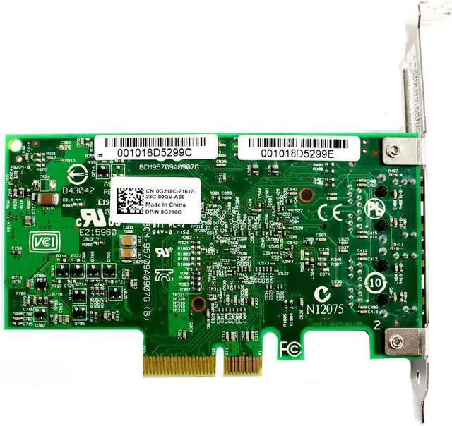 Alt view image 4 of 4 - Genuine Dell Broadcom Gigabit Ethernet Dual Port PCI-E x4 Network Interface Card G218C 0G218C