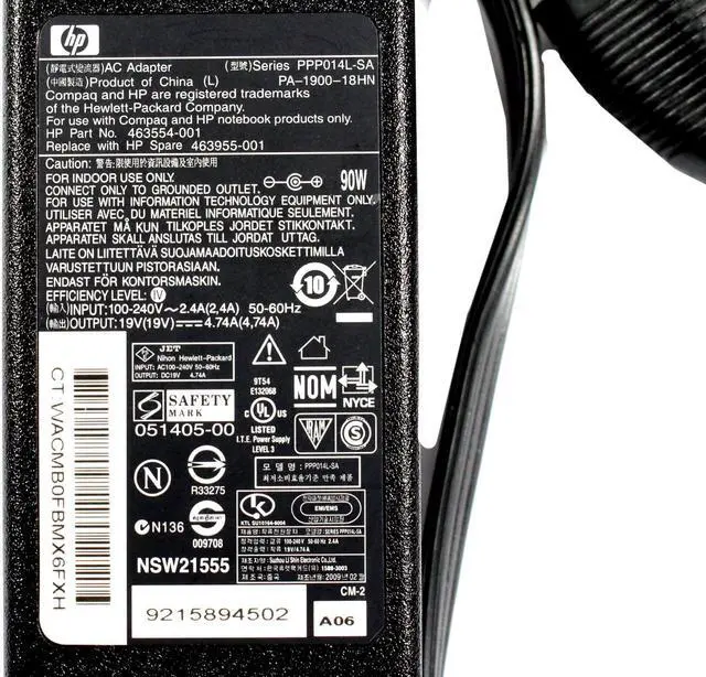 Alt view image 5 of 5 - Genuine HP 463554-001 19V 4.74A 50-60Hz 90W AC Adapter Power Supply 463955-001