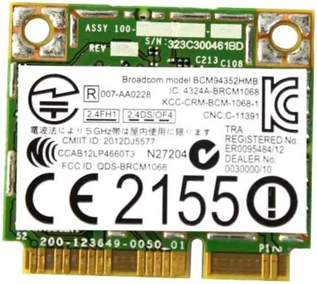 Alt view image 3 of 3 - Dell Precision M4800 DW1550 WiFi 802.11 a/b/g/n/AC + Bluetooth 4.0 Half-Height Mini-PCI Express Wireless Card TVFF3 0TVFF3 CN-0TVFF3