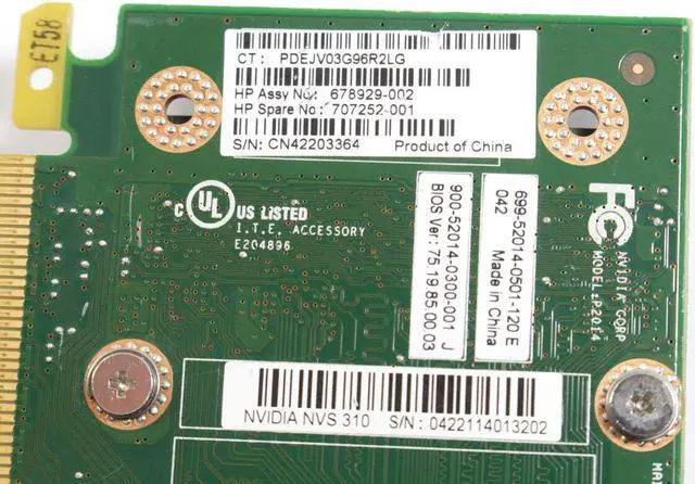 Alt view image 7 of 8 - NVIDIA Quadro NVS 310 2560x1600 512 MB DDR3 SDRAM PCI Express 2.0 x16 Video Graphic Card 678929-002 707252-001 QUADRONVS310