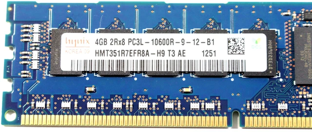 Alt view image 4 of 4 - New DELL HMT351R7EFR8A-H9 4GB 2RX8 (Dual Rank) PC3L-10600R-9-12 DDR3-1333MHz 40-Pin Server Memory Module H5DDH CN-0H5DDH