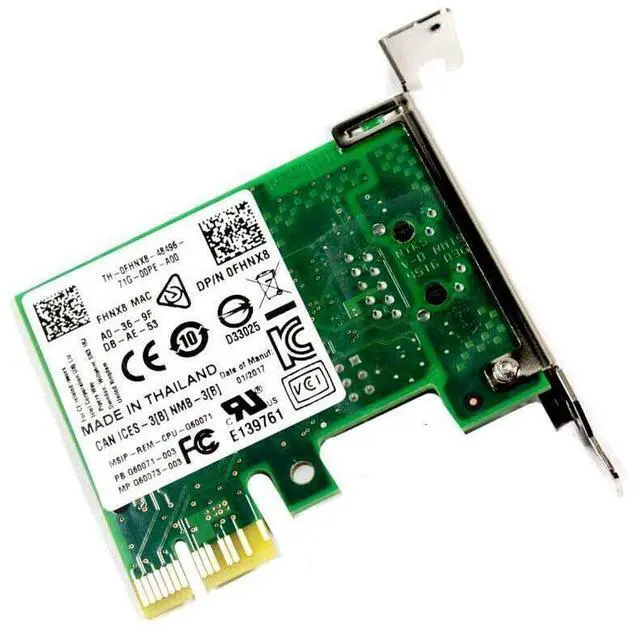 Alt view image 3 of 4 - Dell Single-Port RJ-45 1Gbps 1000Base-T PCI Express x1 Low-profile Server FHNX8 0FHNX8