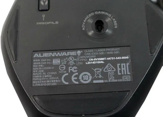 Alt view image 3 of 7 - New Dell Alienware TactX MG900 9 Button W/Scroll Black Wired Gaming Mouse VXMMT