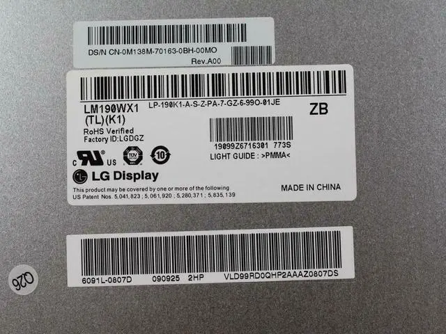 Alt view image 3 of 6 - Dell Inspiron One 19 Vostro 320 19" LM190WX1 WXGA+ LED LCD Screen Assembly Display M138M 0M138M