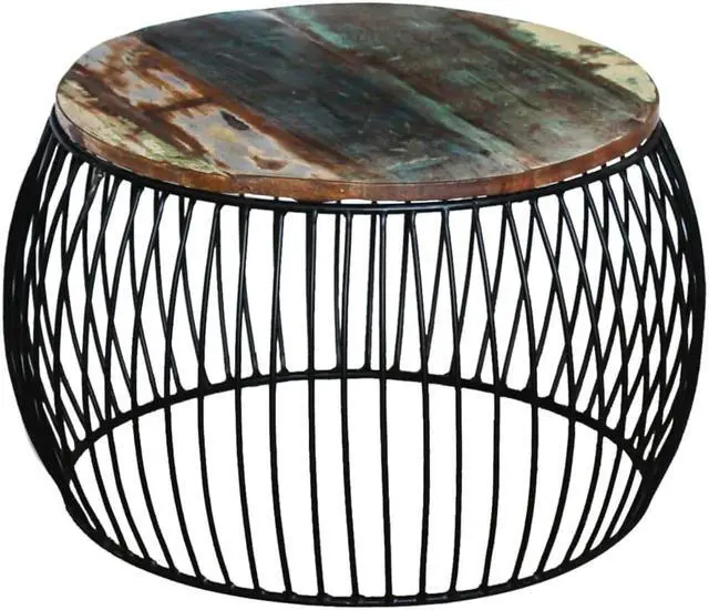 Alt view image 7 of 14 - vidaXL Coffee Table Vintage Round End Table Side Table Solid Wood Reclaimed