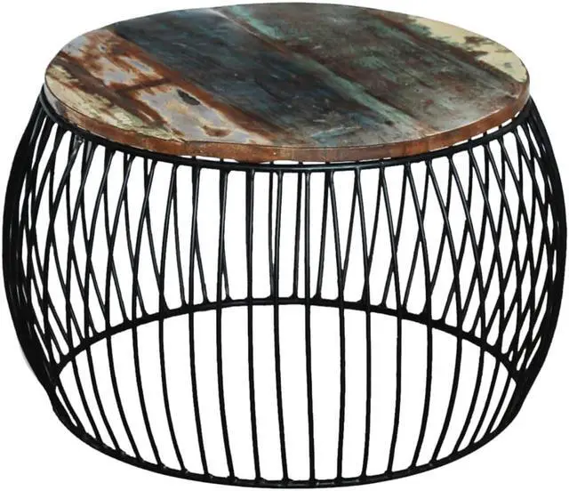 Alt view image 6 of 14 - vidaXL Coffee Table Vintage Round End Table Side Table Solid Wood Reclaimed
