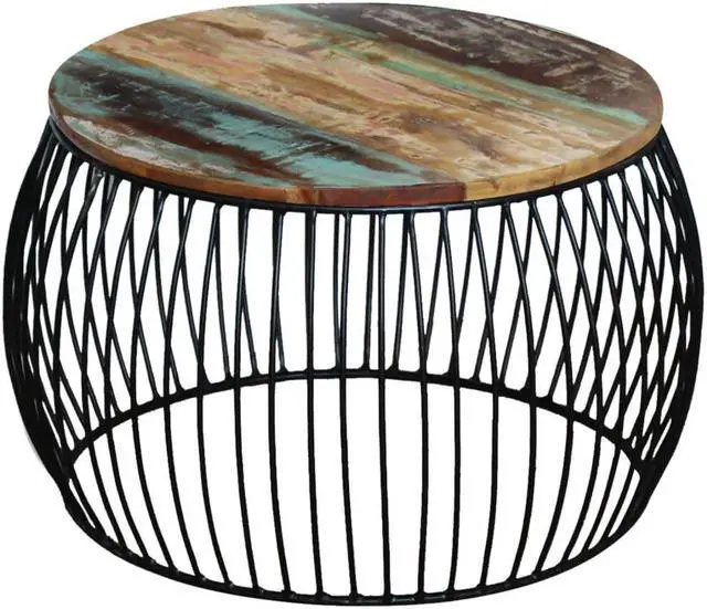 Main image of vidaXL Coffee Table Vintage Round End Table Side Table Solid Wood Reclaimed