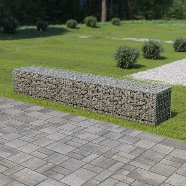 Main image of vidaXL Gabion Wall with Covers Galvanized Steel 118"x19.7"x19.7" Garden Fence