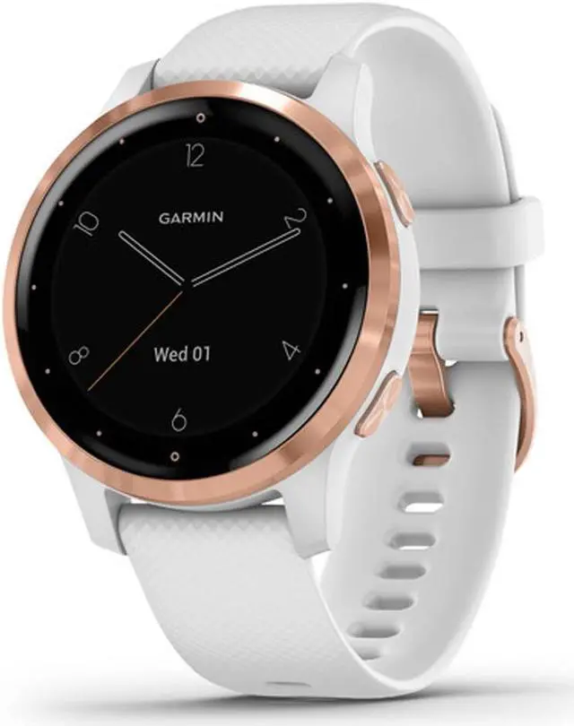 Alt view image 12 of 20 - Garmin vivoactive 4S Smartwatch (40mm, Rose Gold Stainless Steel Bezel/White Case, Silicone Band)