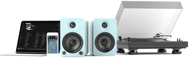 Alt view image 8 of 20 - Kanto YU4 Powered Bookshelf Speakers with Built-In Bluetooth - Pair (Bamboo)