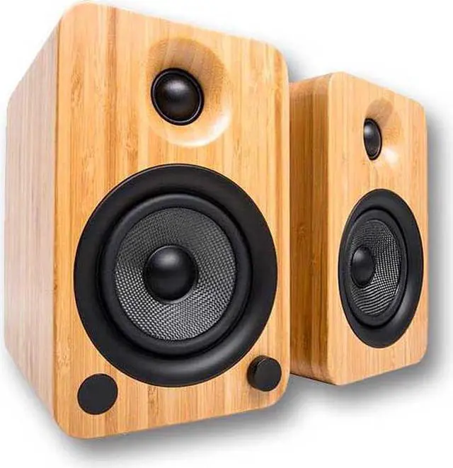 Alt view image 5 of 20 - Kanto YU4 Powered Bookshelf Speakers with Built-In Bluetooth - Pair (Bamboo)