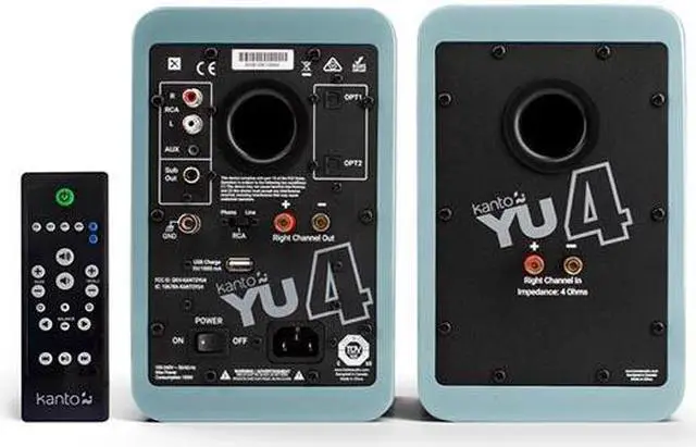 Alt view image 6 of 20 - Kanto YU4 Powered Bookshelf Speakers with Built-In Bluetooth - Pair (Bamboo)