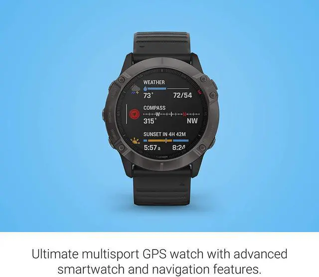 Alt view image 3 of 20 - Garmin Fenix 6X Sapphire, Premium Multisport GPS Watch,  -Carbon Gray DLC with Black Band-  (010-02157-10)