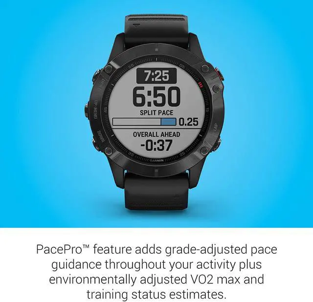 Alt view image 10 of 20 - Garmin Fenix 6 Pro, Premium Multisport GPS Watch, -Black with Black Band - (010-02158-01)