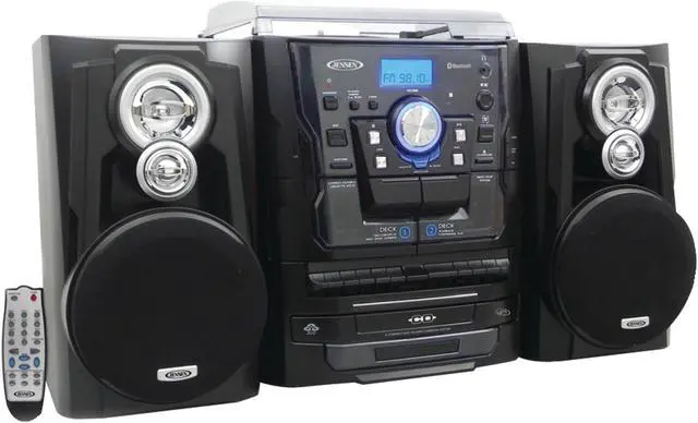 Main image of JENSEN JMC-1250 Bluetooth 3-Speed Stereo Turntable Music System with 3-CD Changer & Dual Cassette Deck