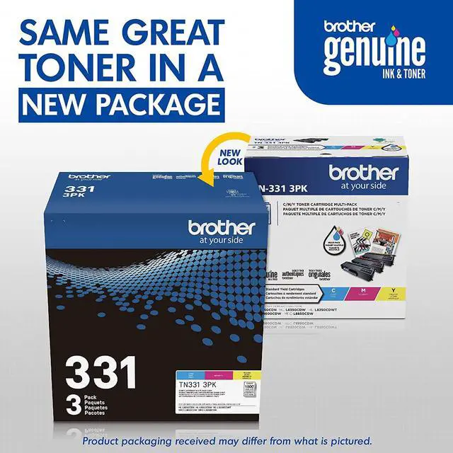 Alt view image 3 of 7 - Brother Genuine Standard-Yield Color Toner Cartridge Three Pack TN331 3PK -includes one cartridge each of Cyan, Magenta & Yellow Toner