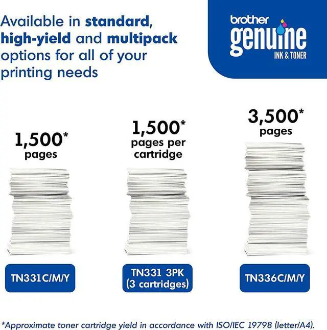 Alt view image 7 of 7 - Brother Genuine Standard-Yield Color Toner Cartridge Three Pack TN331 3PK -includes one cartridge each of Cyan, Magenta & Yellow Toner
