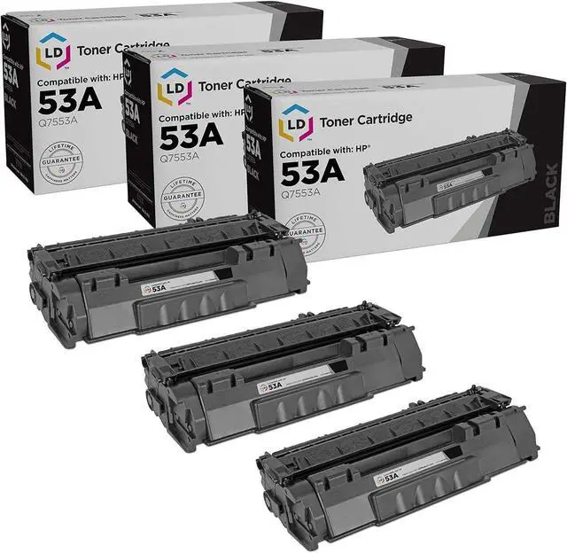 Main image of LD Compatible Toner Cartridge Replacement for HP 53A Q7553A (Black, 3-Pack)